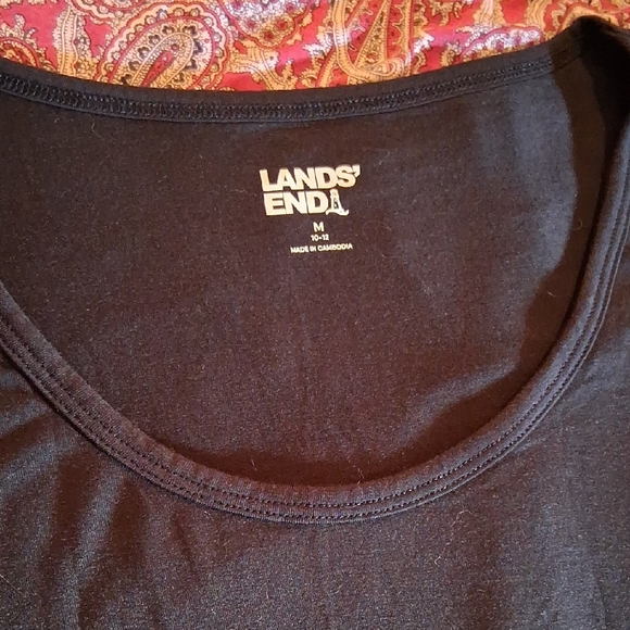 Lands' End Black and Red Short Sleeve Silky T-Shirts MED - Picture 4 of 4